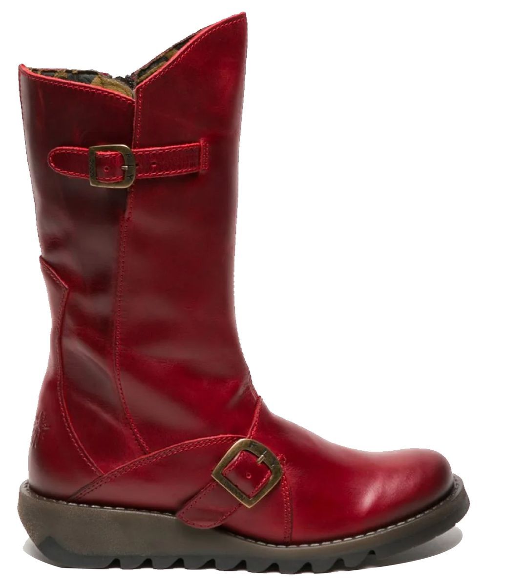Halbhoher Lederstiefel mit Schnallendetails