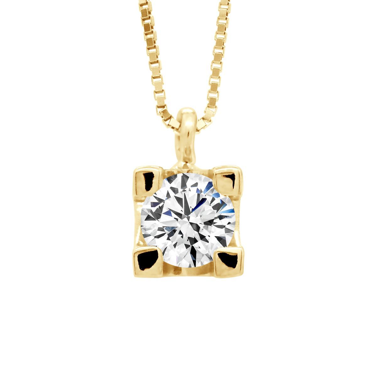 Solitär-Diamantanhänger an Goldkette