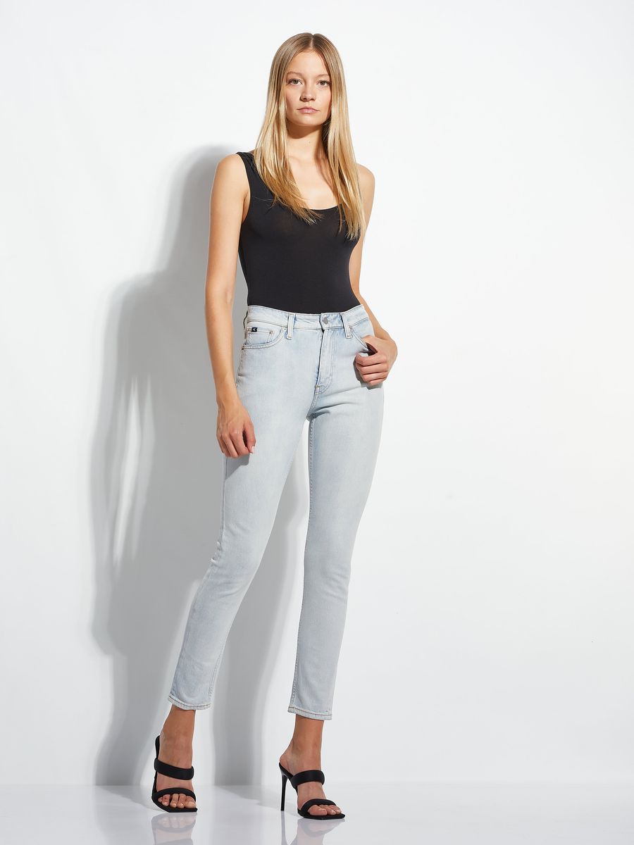 Hoch Taillierte Schmale Jeans