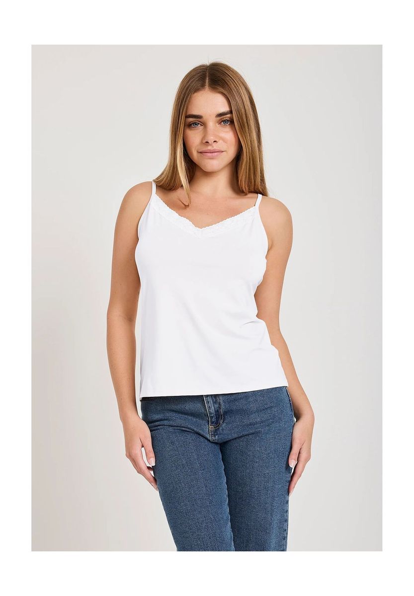 V-Ausschnitt Camisole mit Spitzenborte