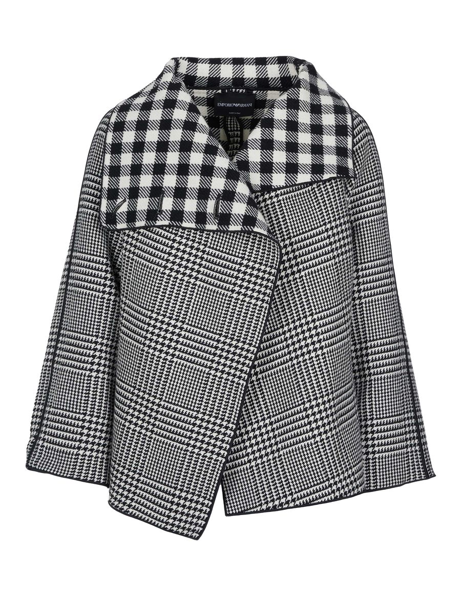 Asymmetrisches Woll-Cape mit Grafikkaros