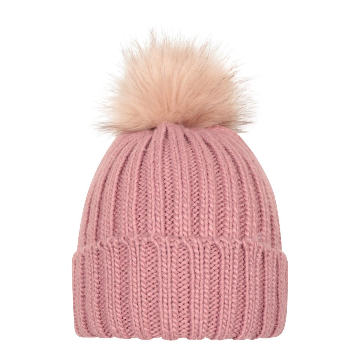 Rippstrick-Beanie mit Bommel