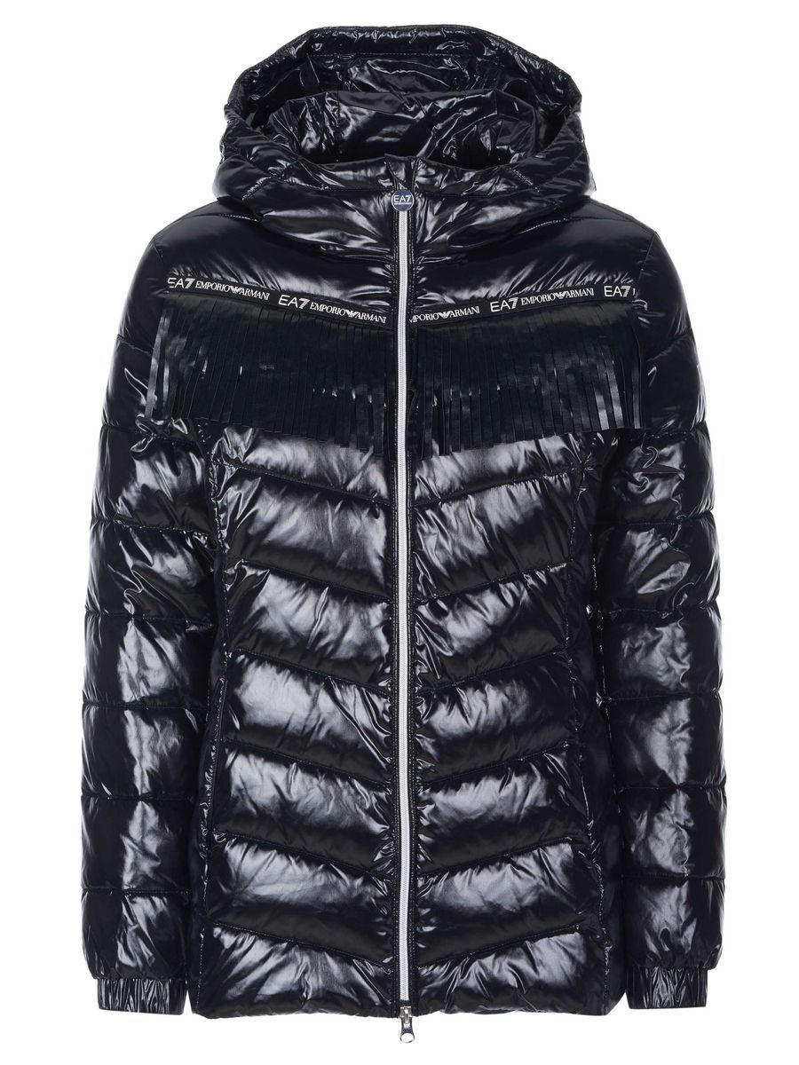 Glänzende Steppjacke mit Fransenbesatz