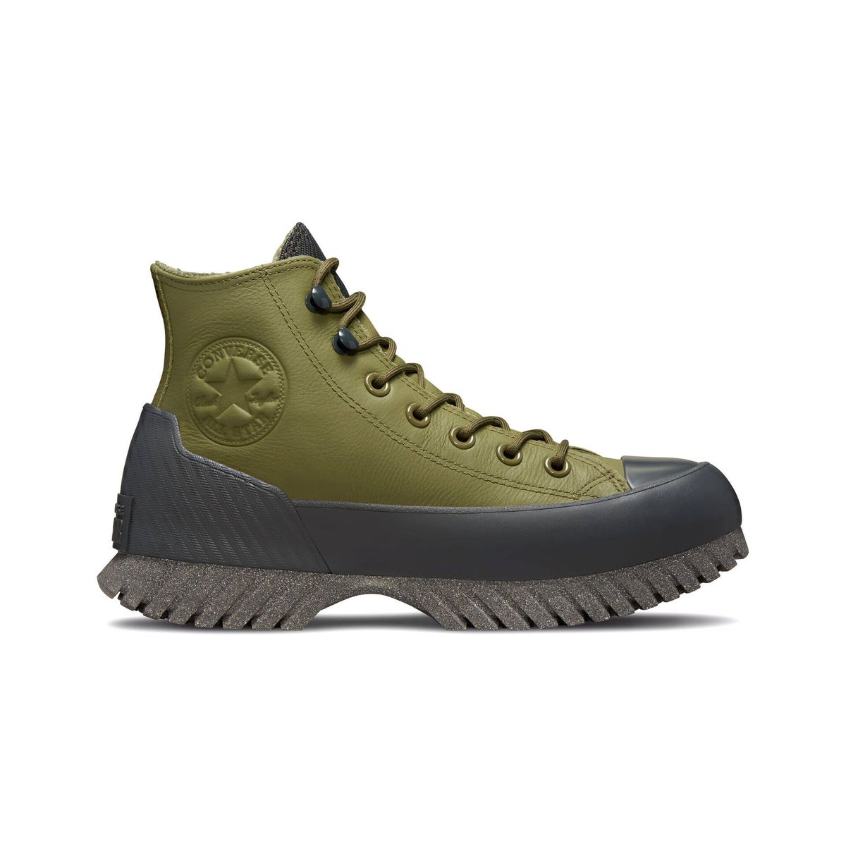 Plateau-High-Top-Sneaker aus Leder mit Profilsohle