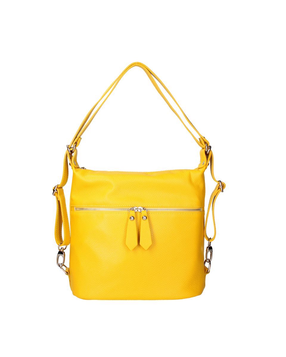 Wandelbare Schultertasche aus genarbtem Leder