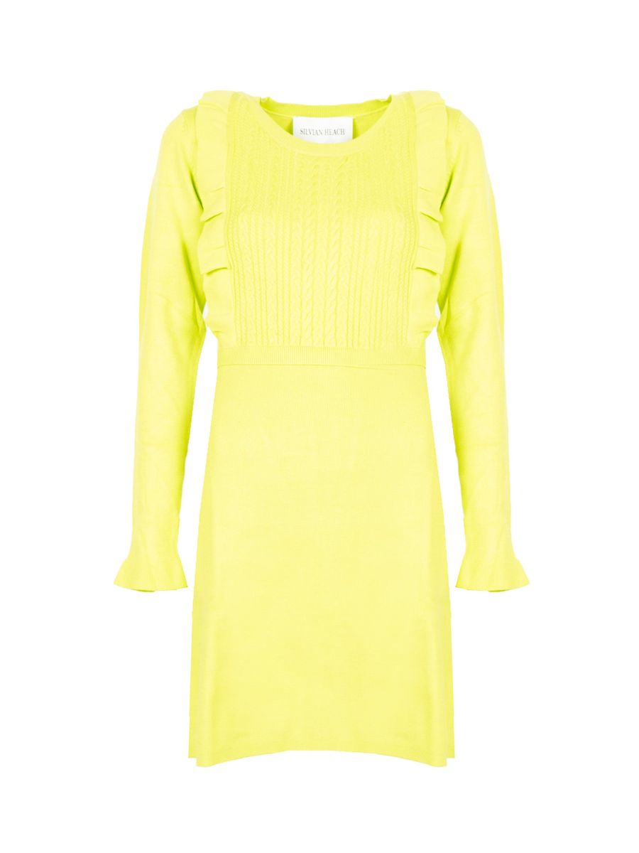 Strukturiertes Strick-Minikleid mit Rüschen