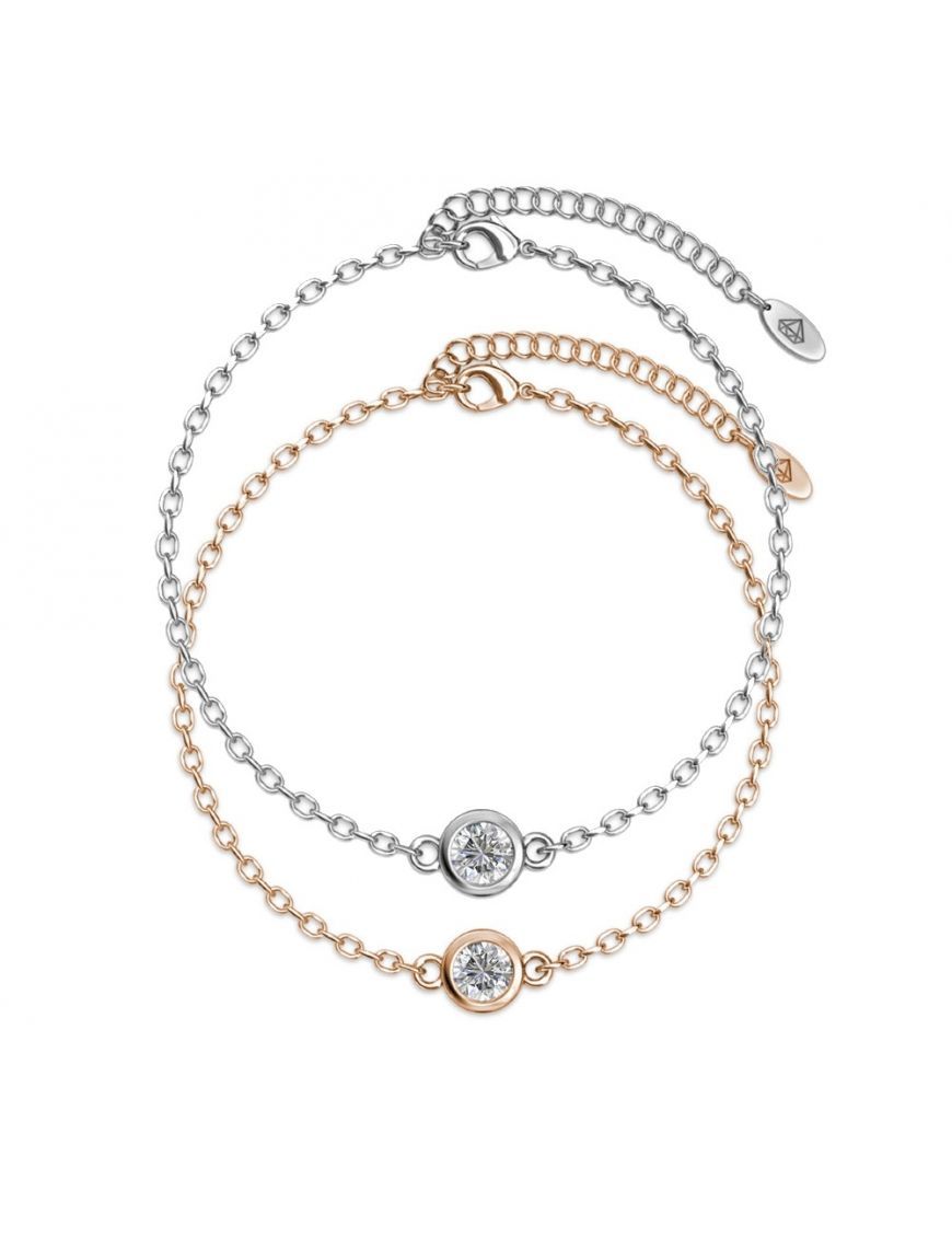 Kristall-Solitär-Gliederkettenarmband-Set