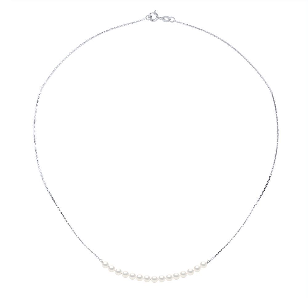 Elegante Weißgold-Halskette mit Perlen