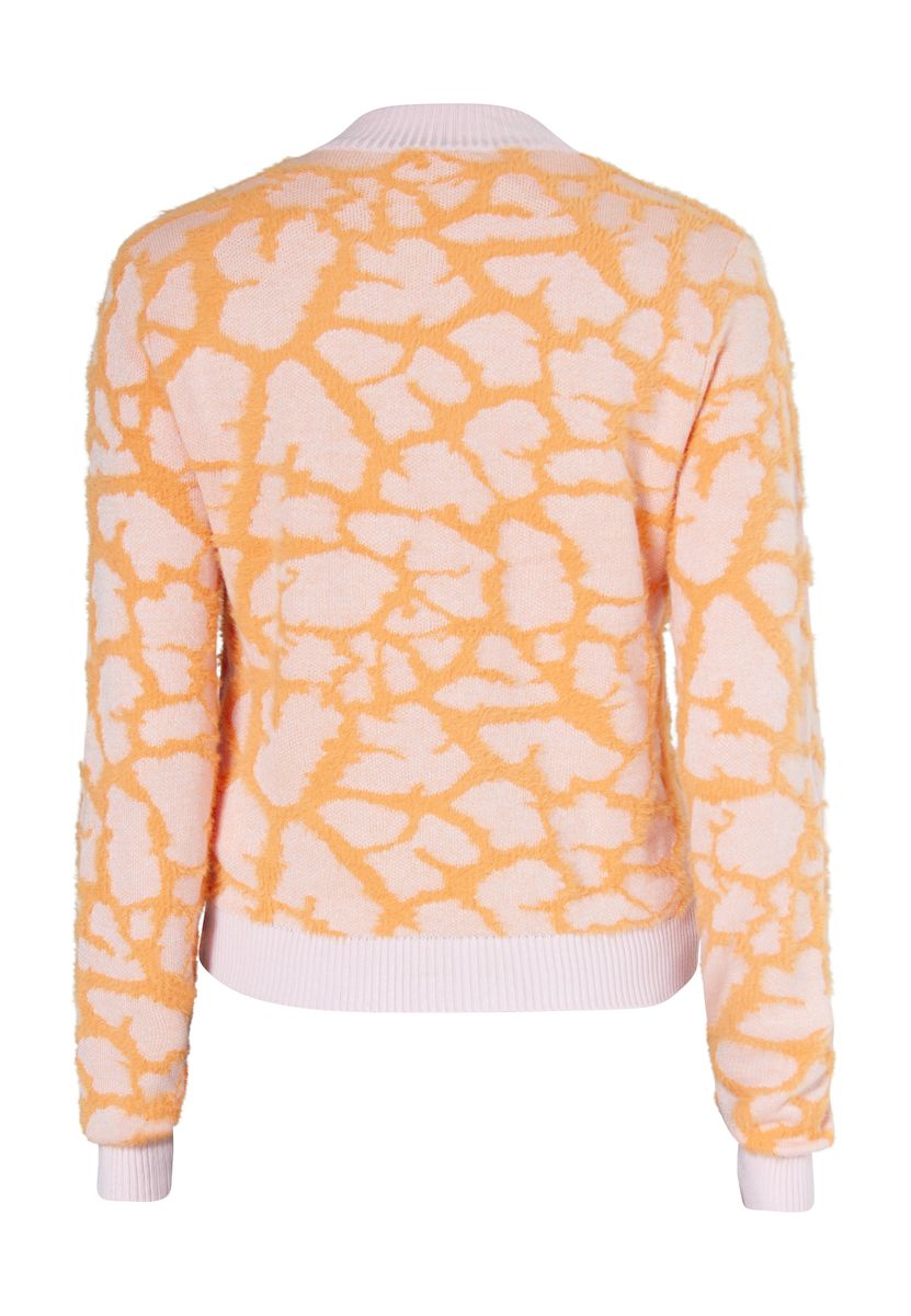 Flauschiger Jacquard-Pullover mit Giraffenmuster