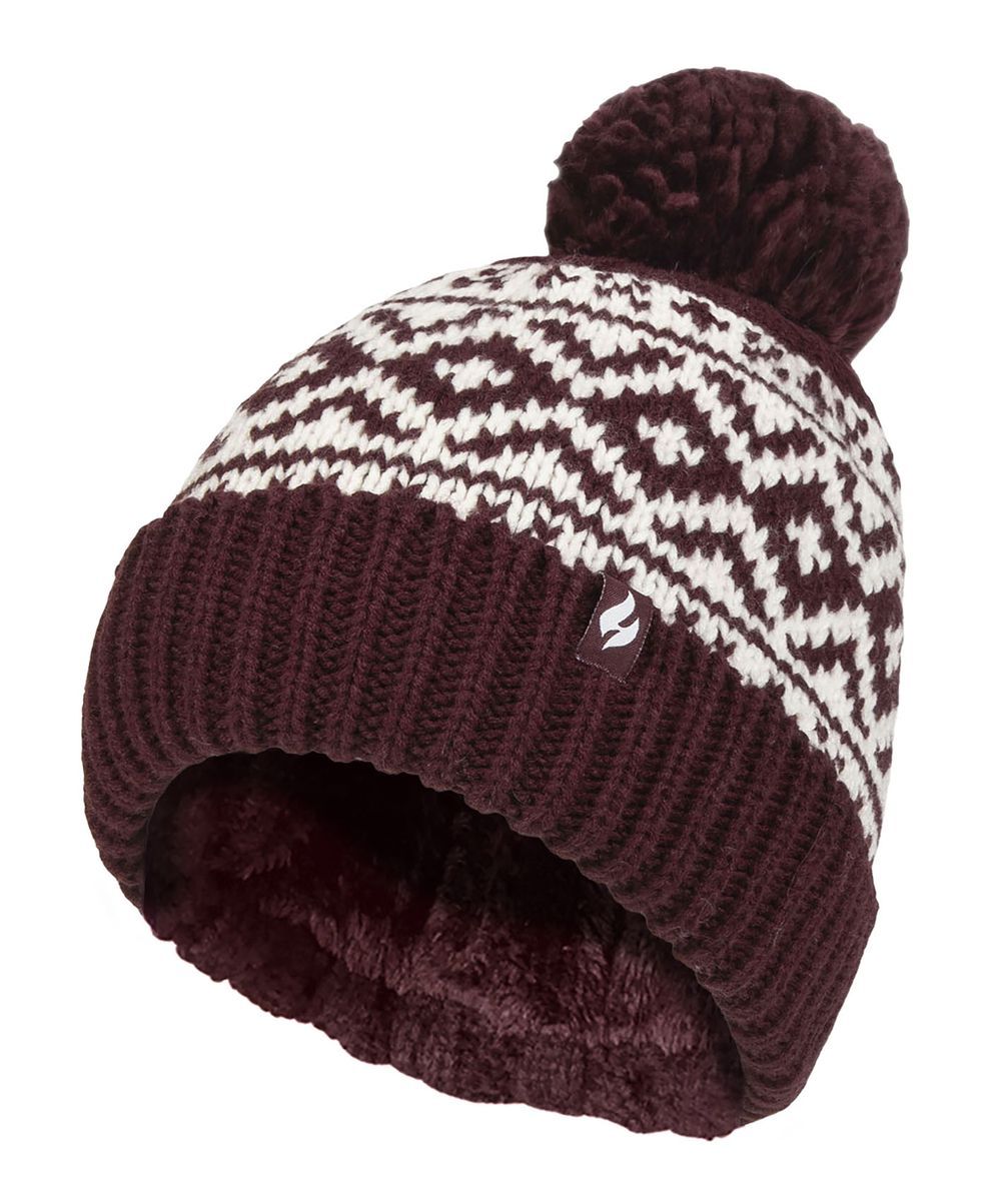 Gemusterte Strickmütze mit Bommel
