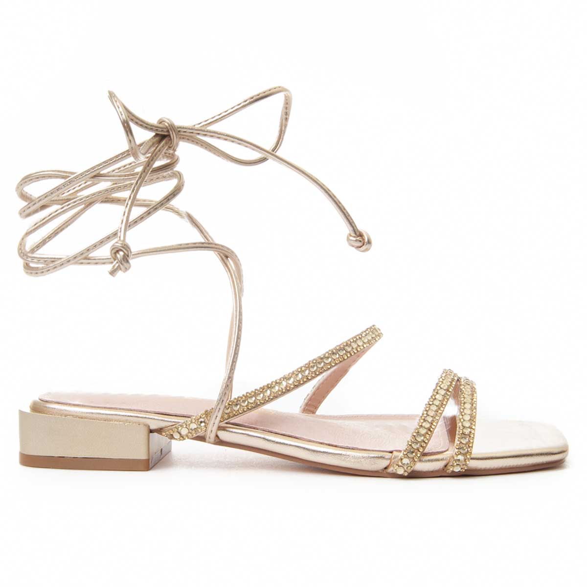 Glitzernde Riemchen-Sandalen zum Schnüren