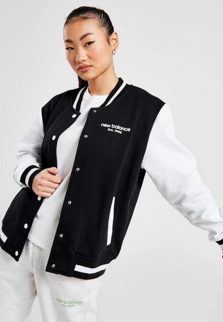 Varsity Fleece Kontrast Bomberjacke