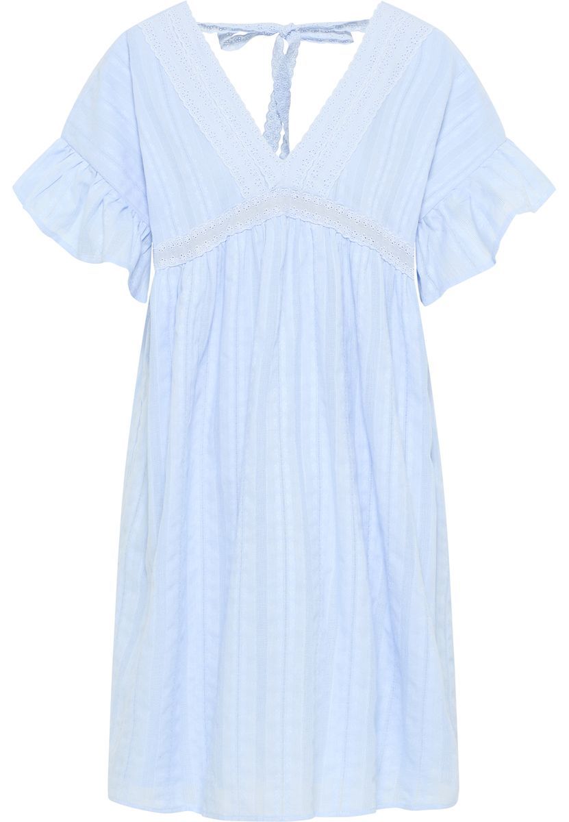 Mini-Kleid mit Lochstickerei und Rüschen
