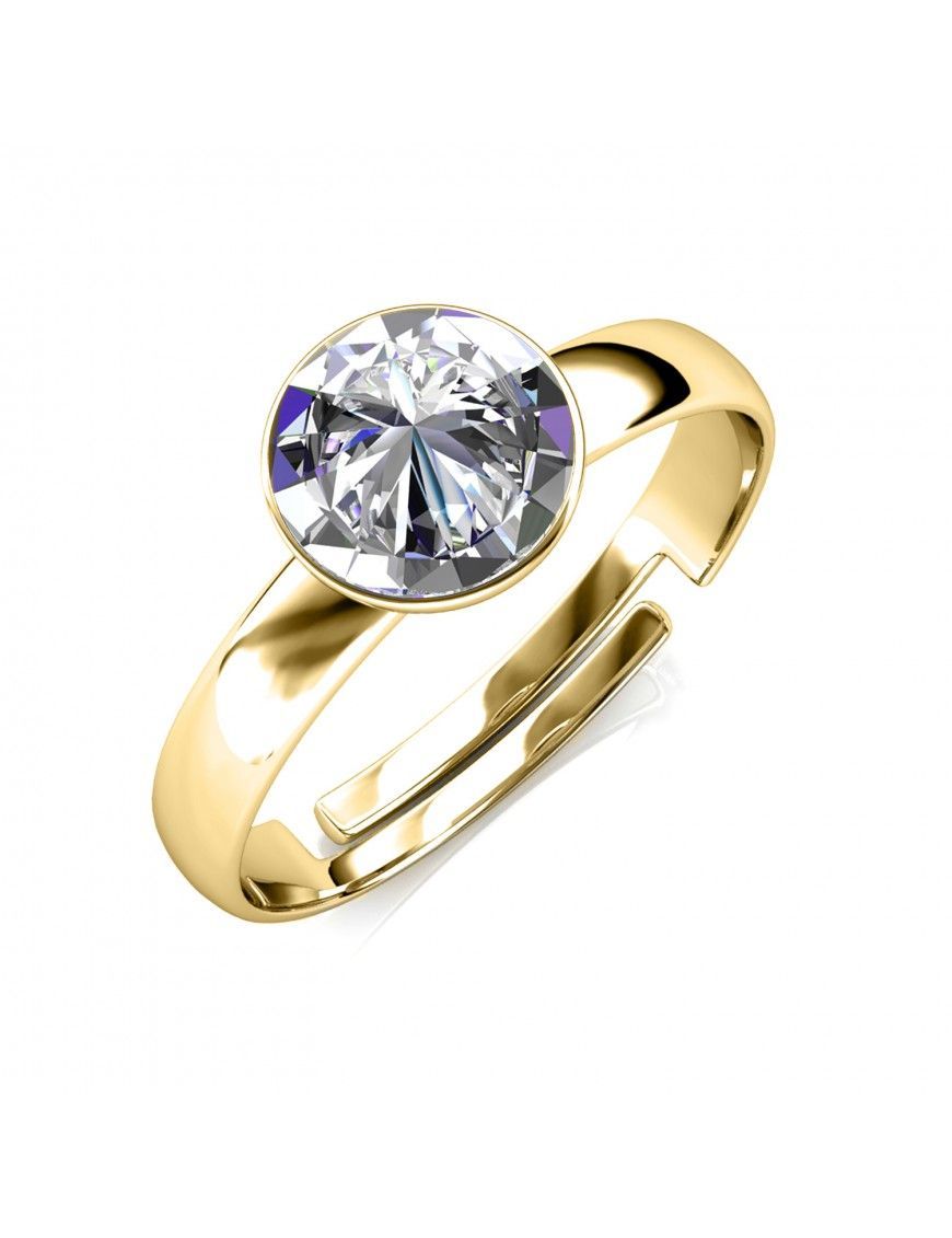 Eleganter Solitärring mit Kristallbesatz