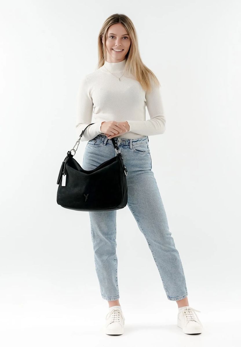 Weiche Hobo-Schultertasche in Laser-Cut-Optik