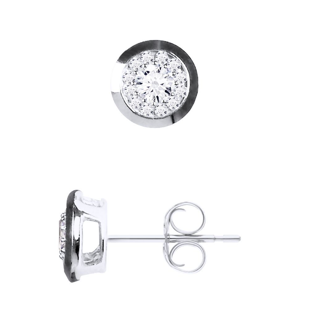 Elegante Diamant-Ohrstecker mit Halo-Fassung