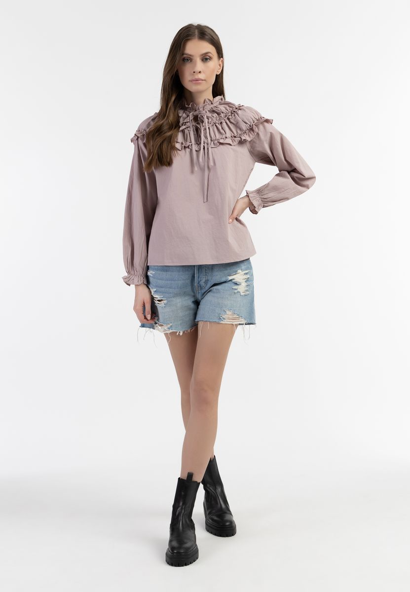Romantische Baumwollbluse mit Rüschen