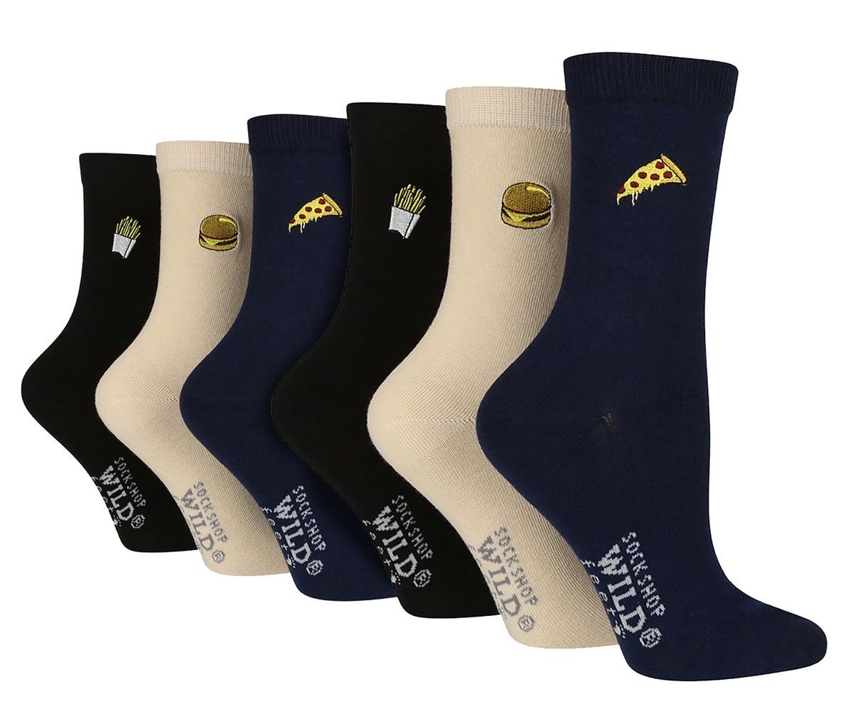 Bestickte Crew-Socken mit Fast-Food-Motiven