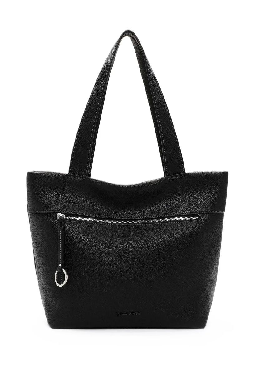 Genarbter Shopper mit Reißverschluss-Detail