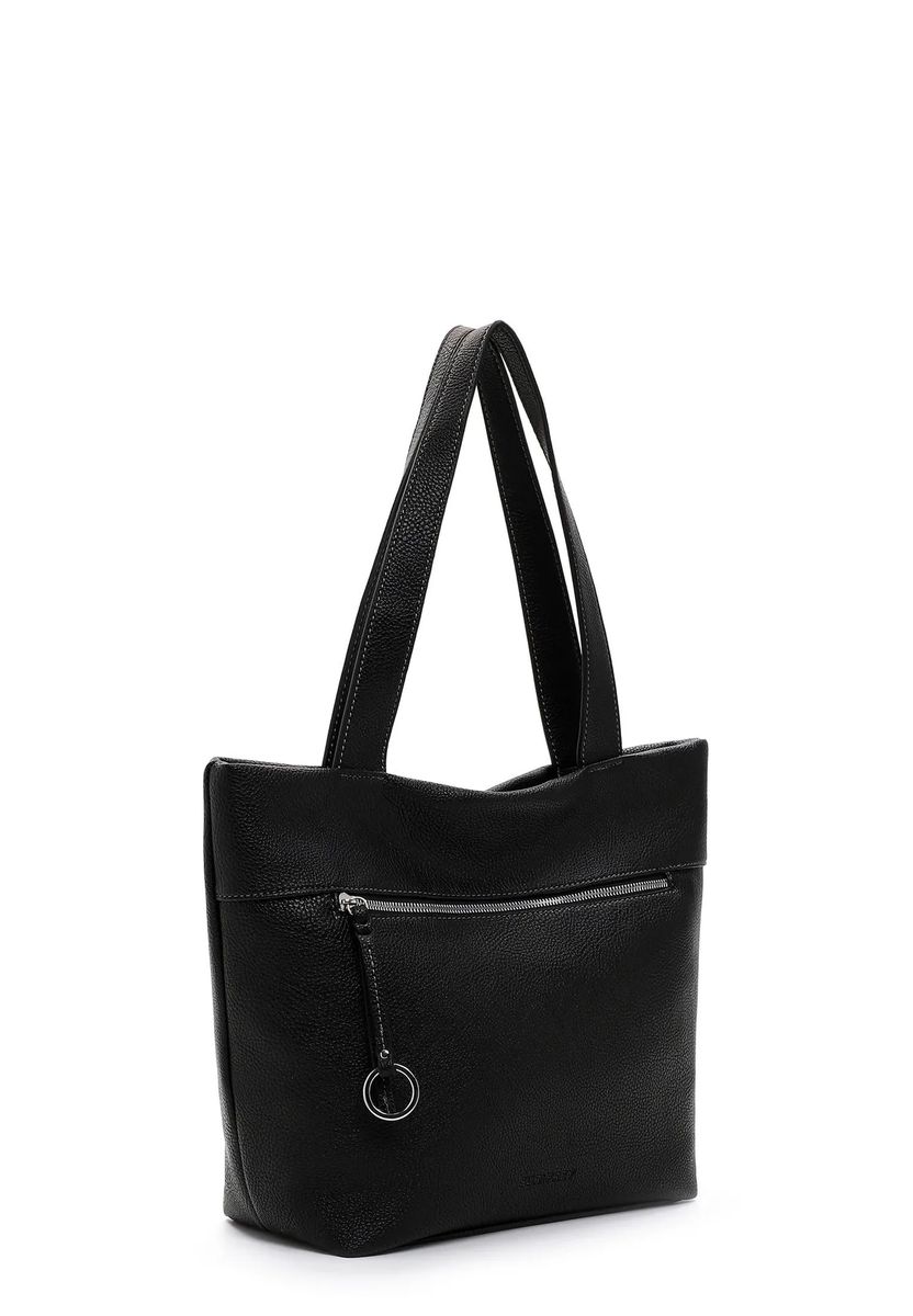 Genarbter Shopper mit Reißverschluss-Detail