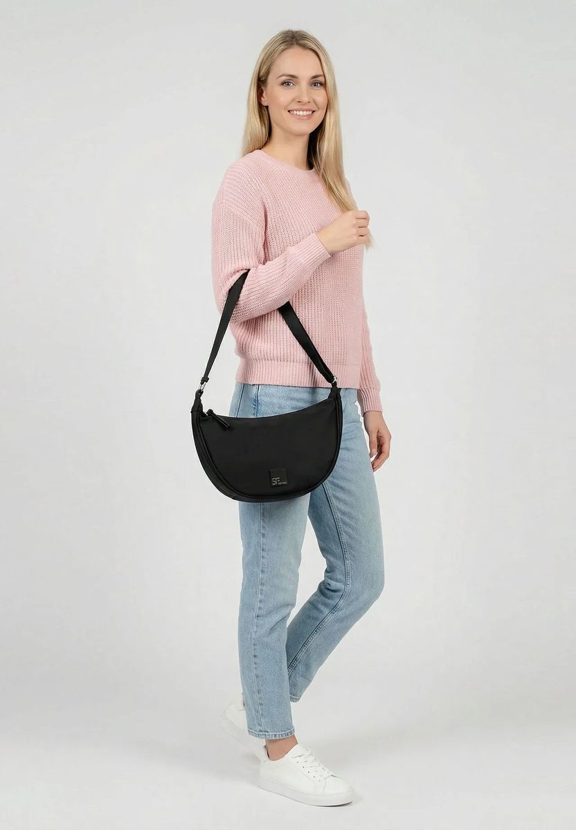 Minimalistische halbmondförmige Kunstleder-Schultertasche