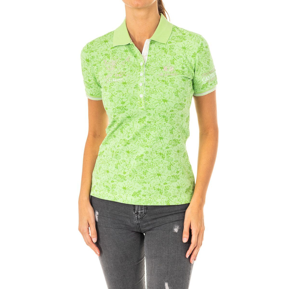 Besticktes Polo-Shirt mit Blumenmuster