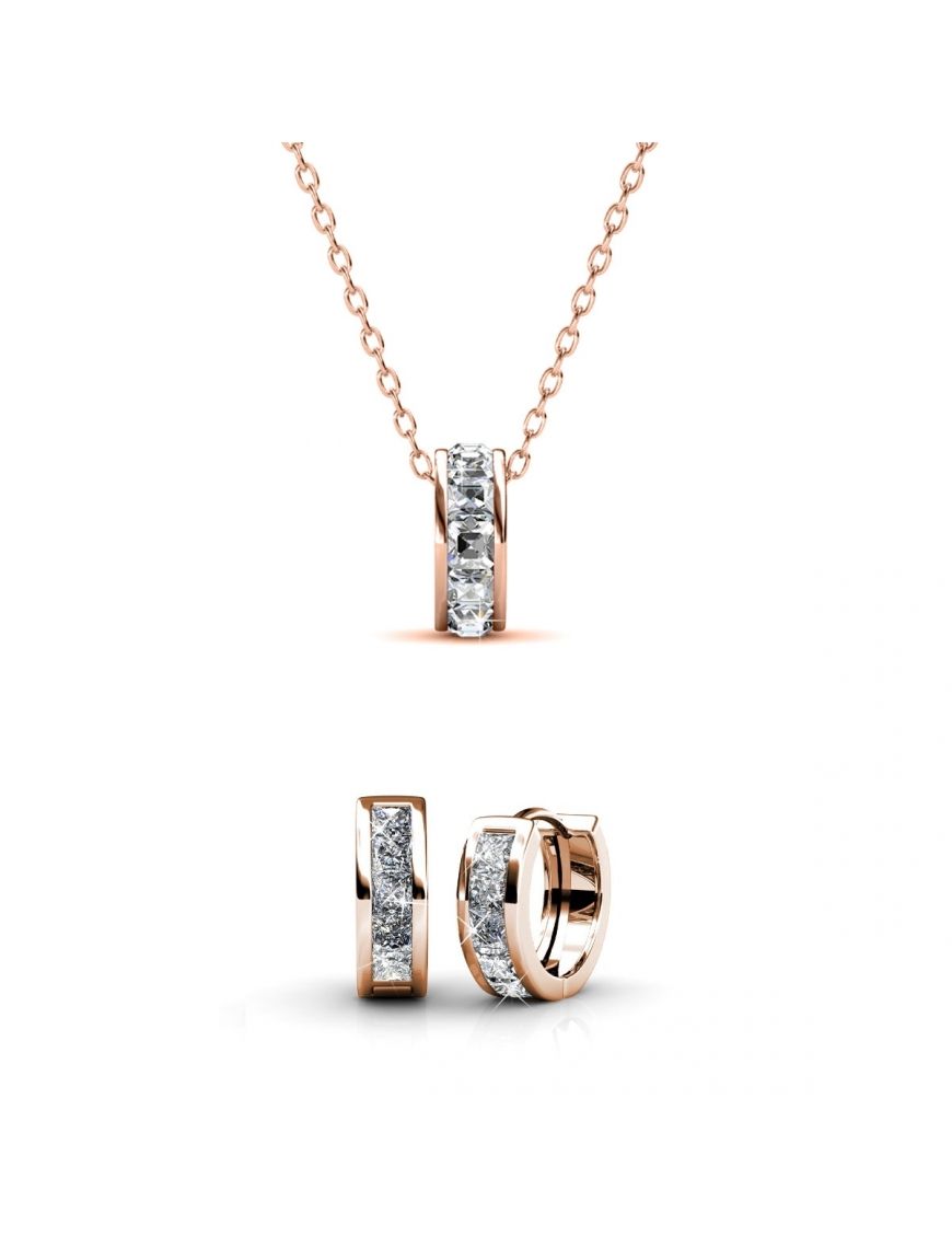Roségold Schmuckset mit Kristallbesatz