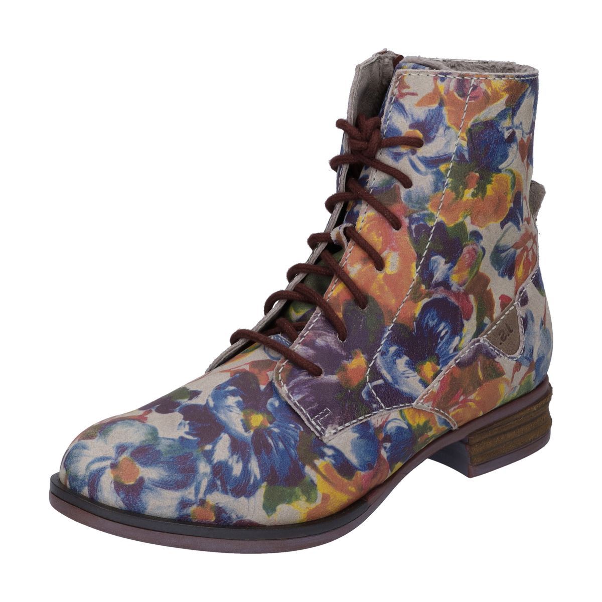 Schnürstiefeletten mit Blumenmuster