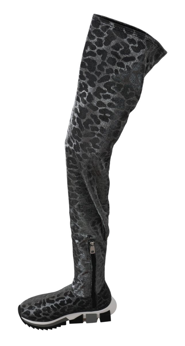 Overknee-Sneaker mit Leopardenmuster