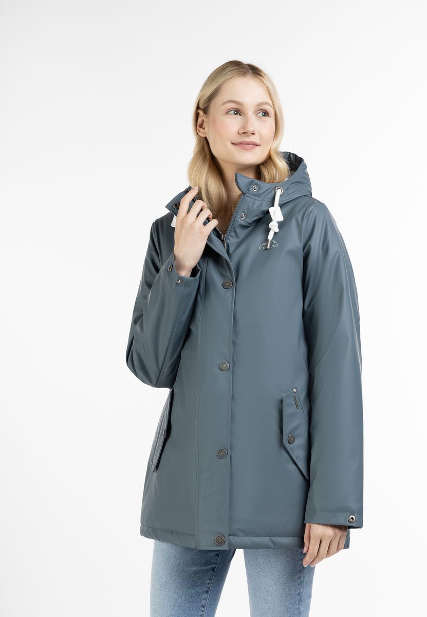 Wattierter Wasserfester Regenparka mit Kapuze