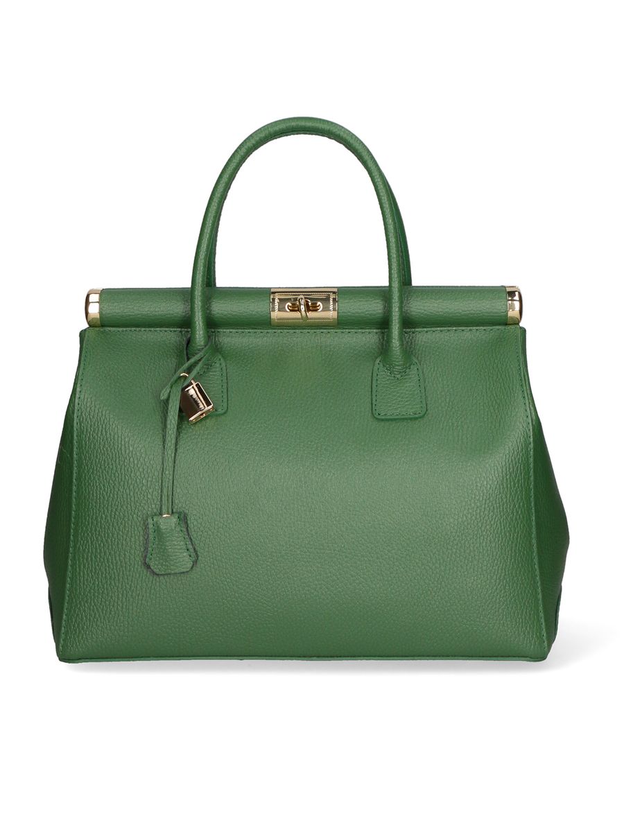 Klassische strukturierte Leder-Handtasche