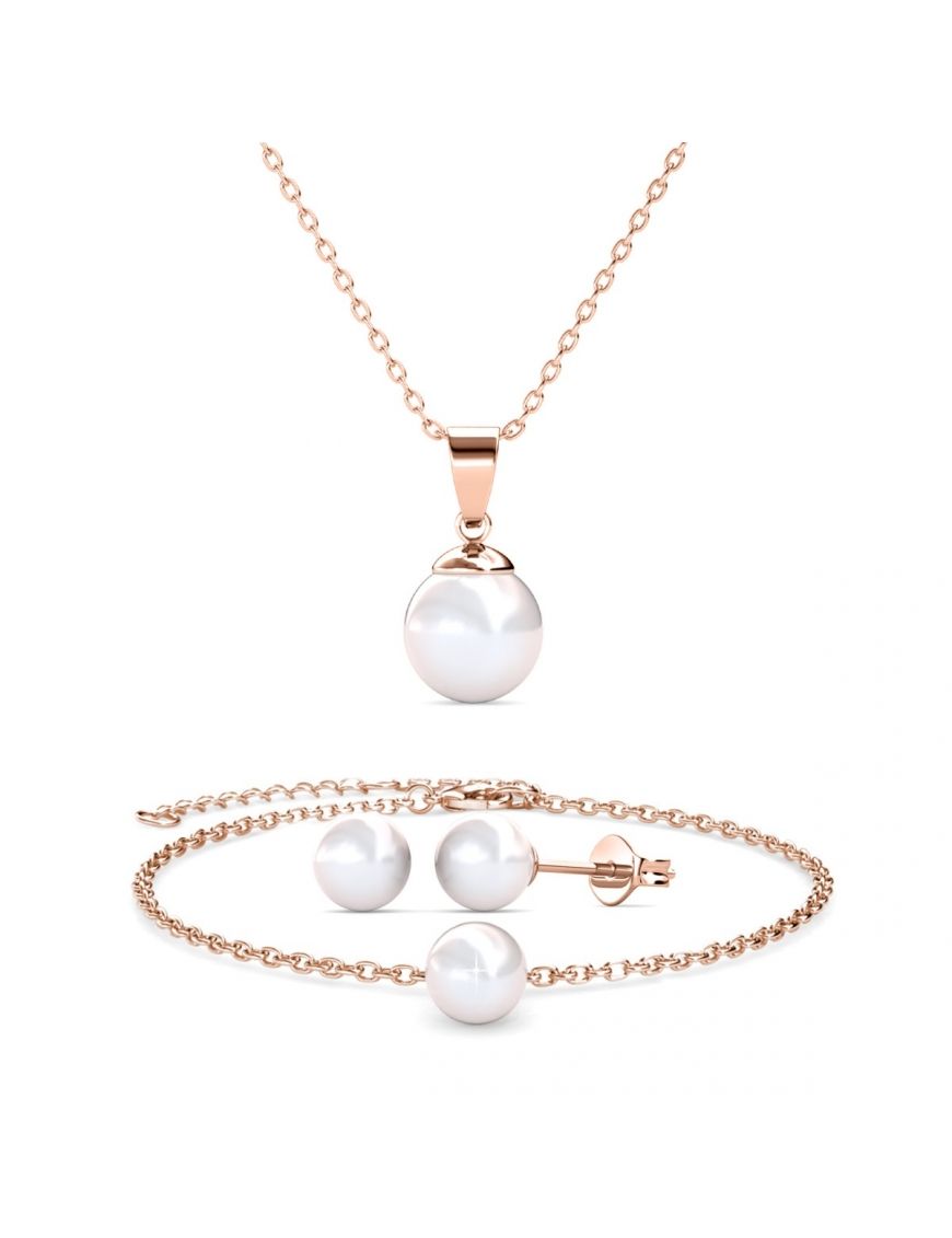 Elegantes Perlen- und Roségoldset