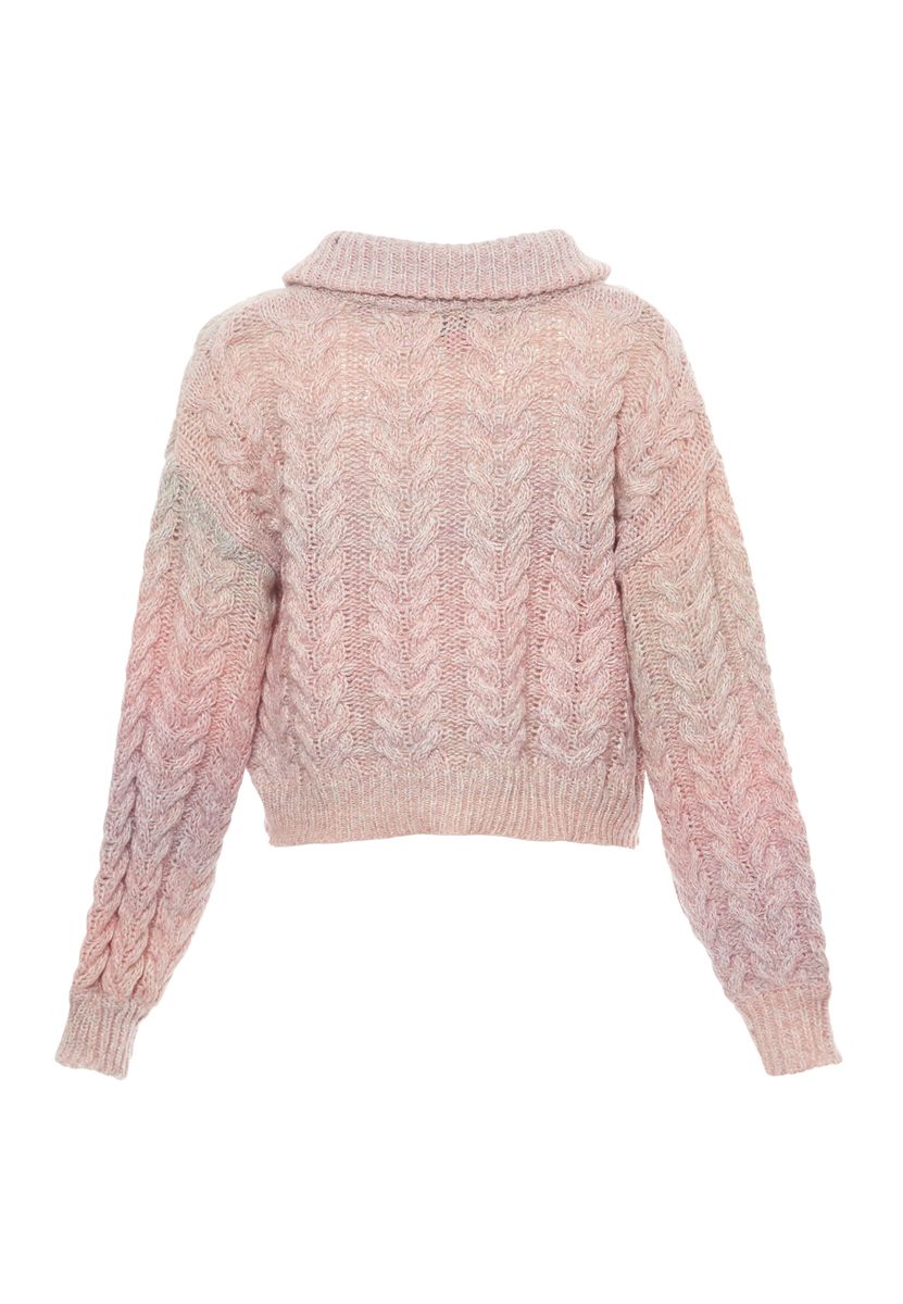 Zopfstrickjacke mit Zwei-Wege-Reißverschluss