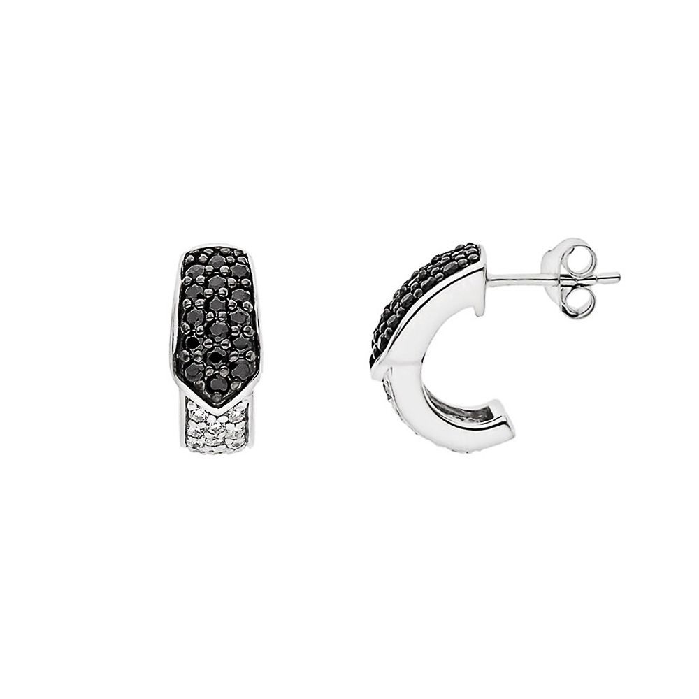 Bicolor Creolen mit Zirkonia-Pavé