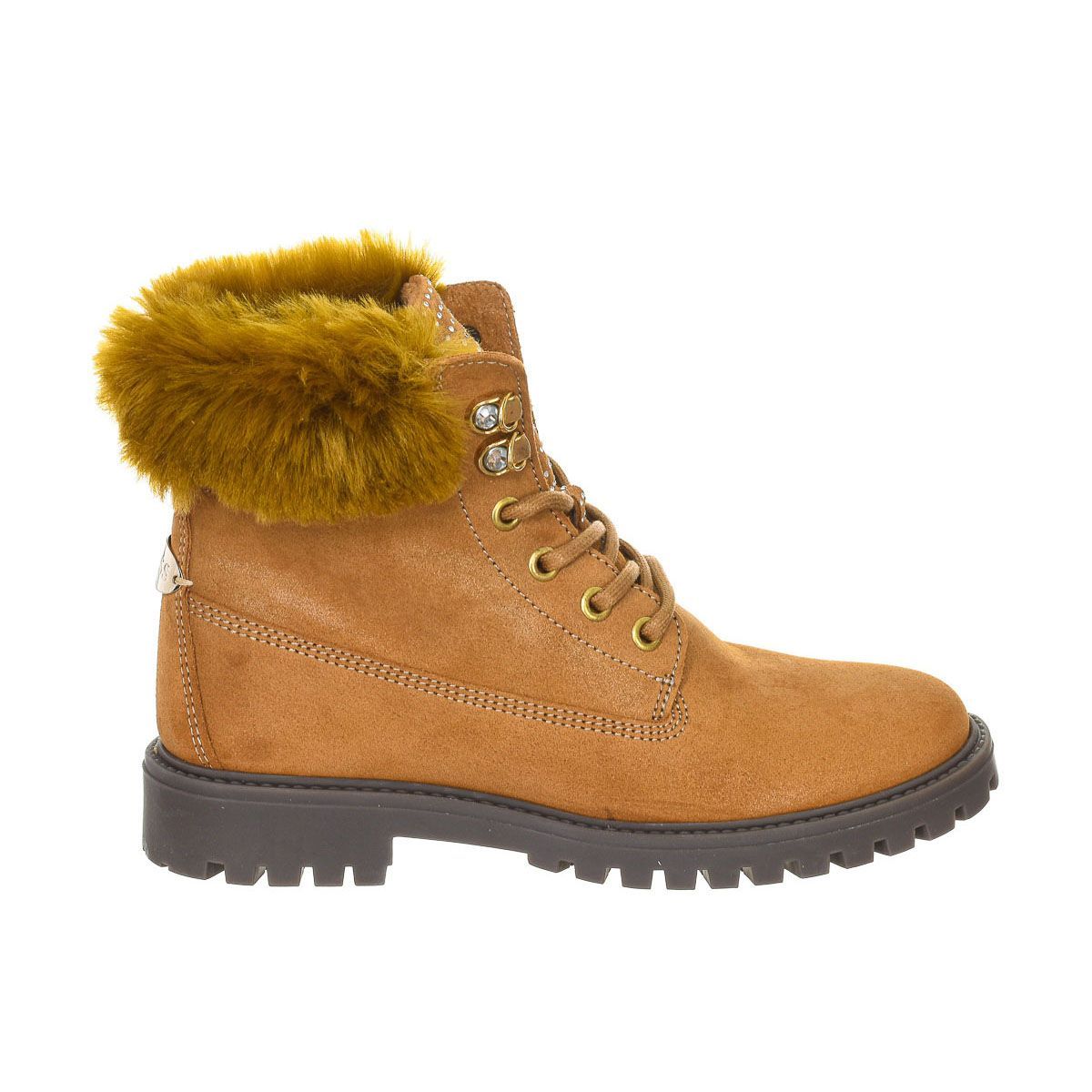 Schnürstiefeletten mit Kunstfellbesatz