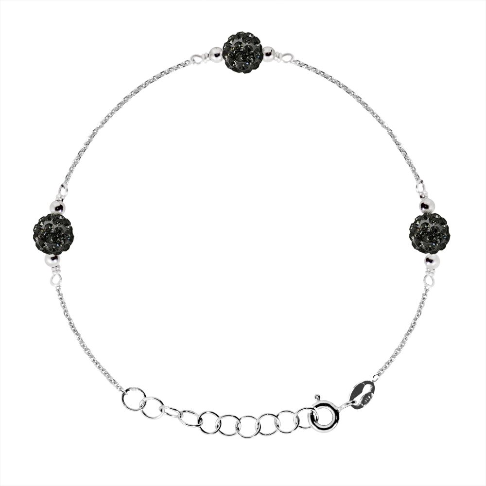 Funkelndes Trilogie-Armband mit schwarzen Kristallen
