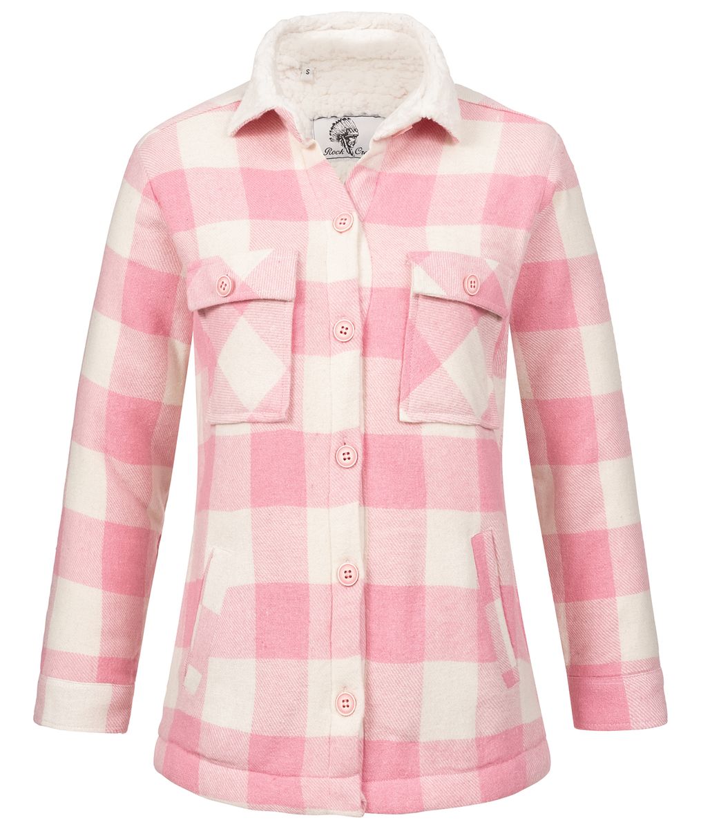 Karierte Flanelljacke mit Teddyfell-Kragen