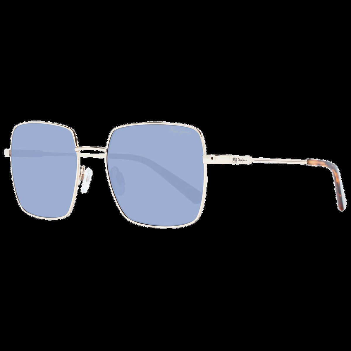 Quadratische Metallsonnenbrille mit blauen Gläsern