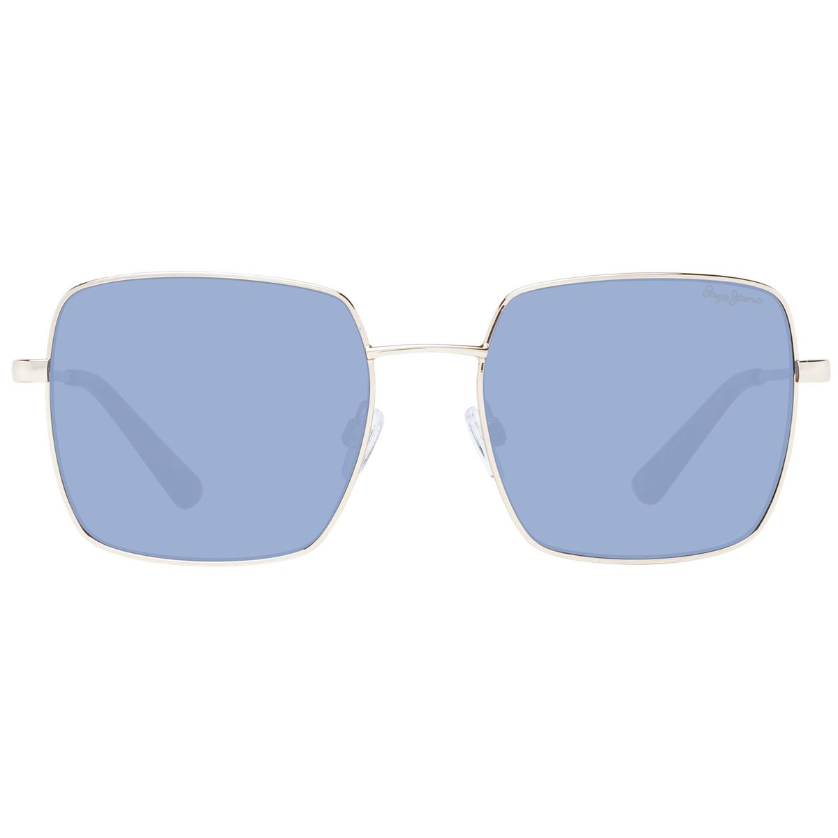 Quadratische Metallsonnenbrille mit blauen Gläsern