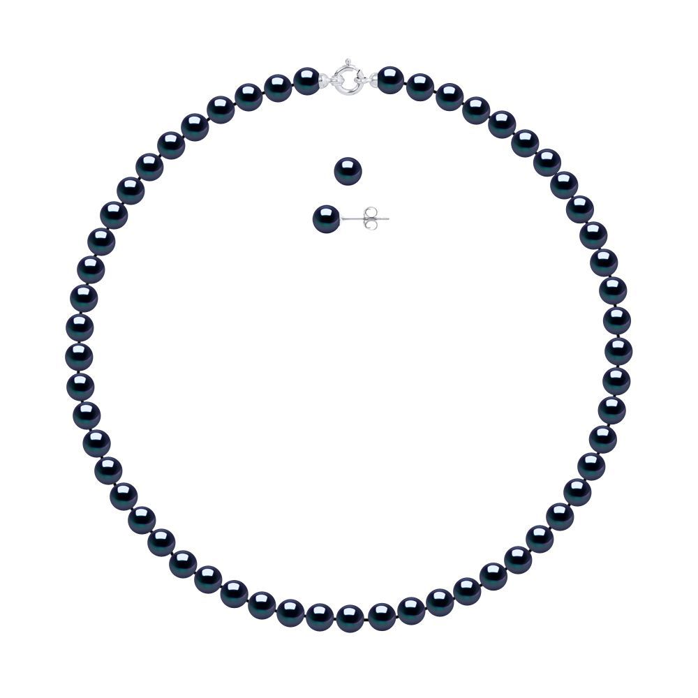 Elegantes Schmuckset mit schwarzen Süßwasserperlen