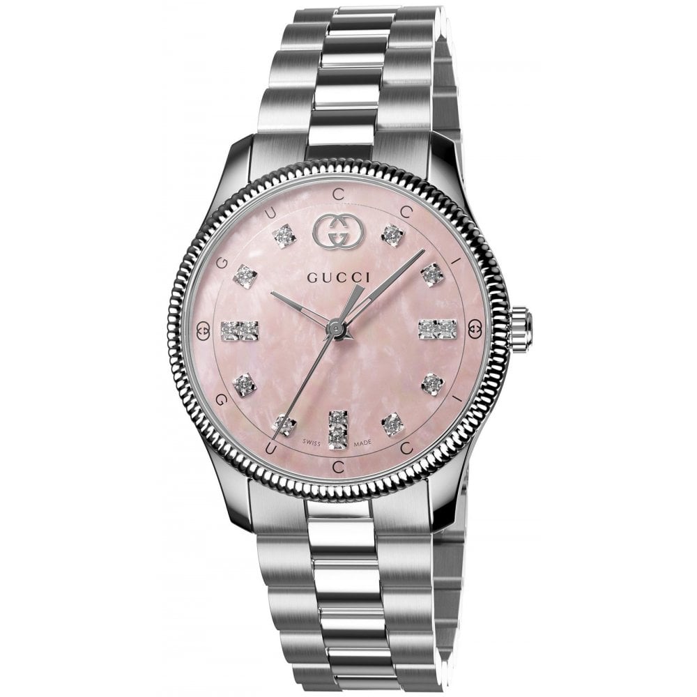 G-Timeless Uhr mit Perlmutt-Zifferblatt