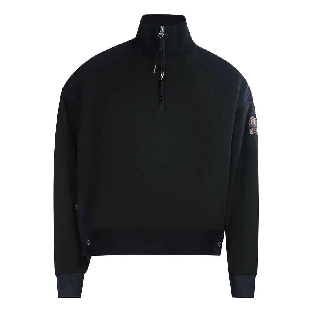 Quarter-Zip Fleece-Sweatshirt mit Materialmix