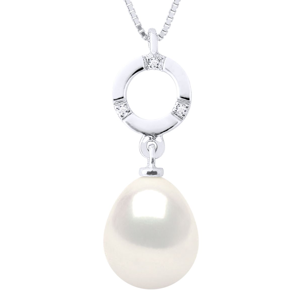 Perlenanhänger mit Diamanten in Tropfenform