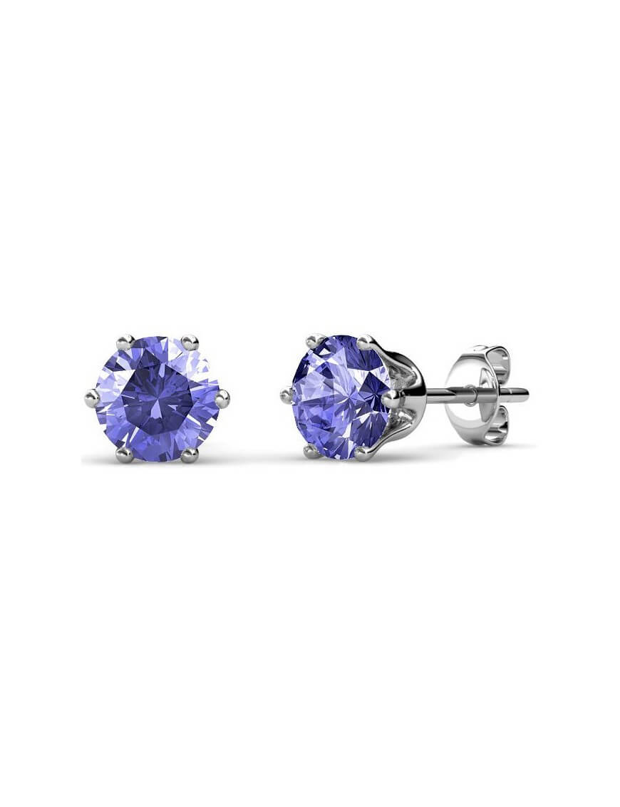 Runde Amethyst Geburtsstein Ohrstecker