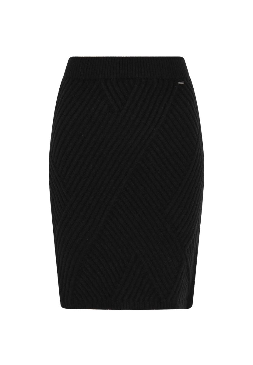 Diagonal gerippter Strick-Bleistiftrock