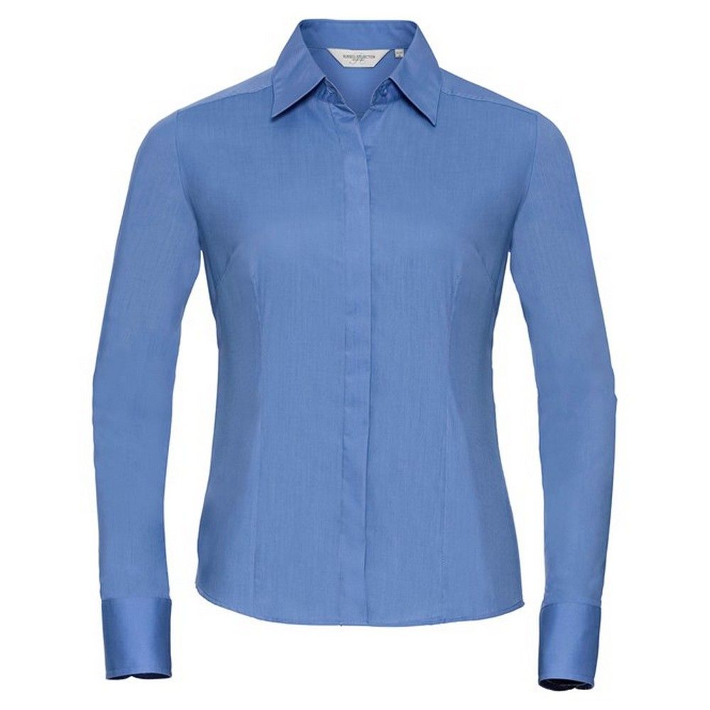 Klassische Popeline-Bluse mit verdeckter Knopfleiste
