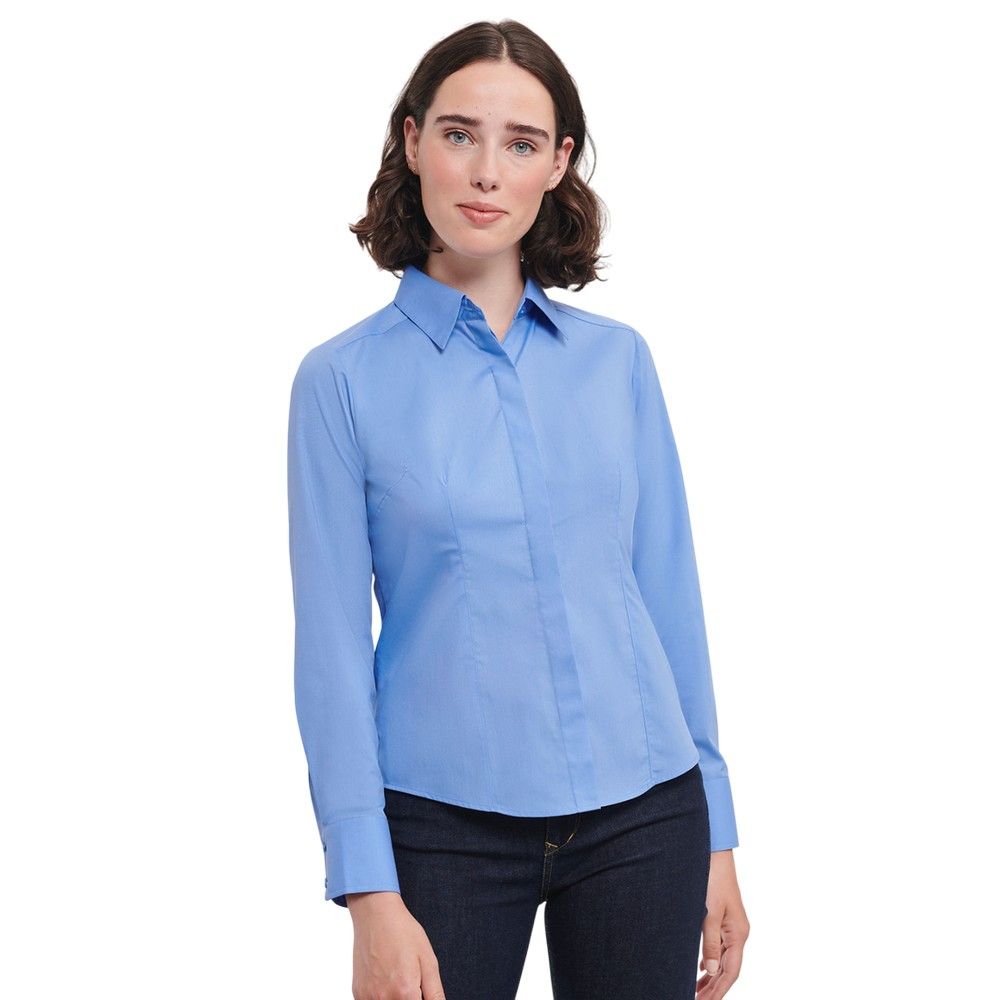 Klassische Popeline-Bluse mit verdeckter Knopfleiste
