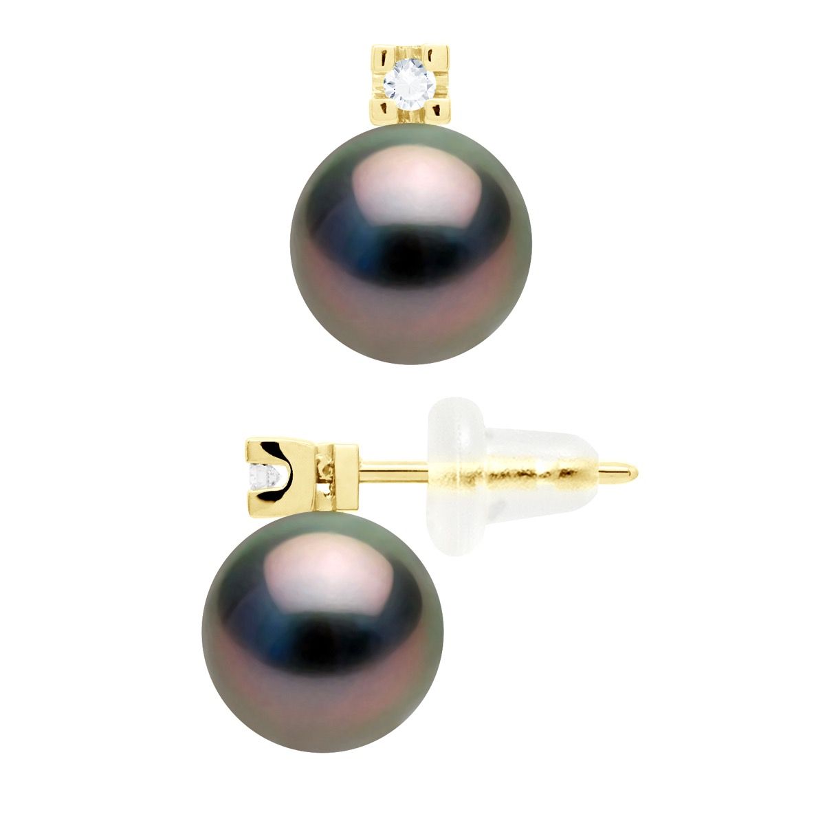 Diamant- und Tahitiperlen-Ohrstecker