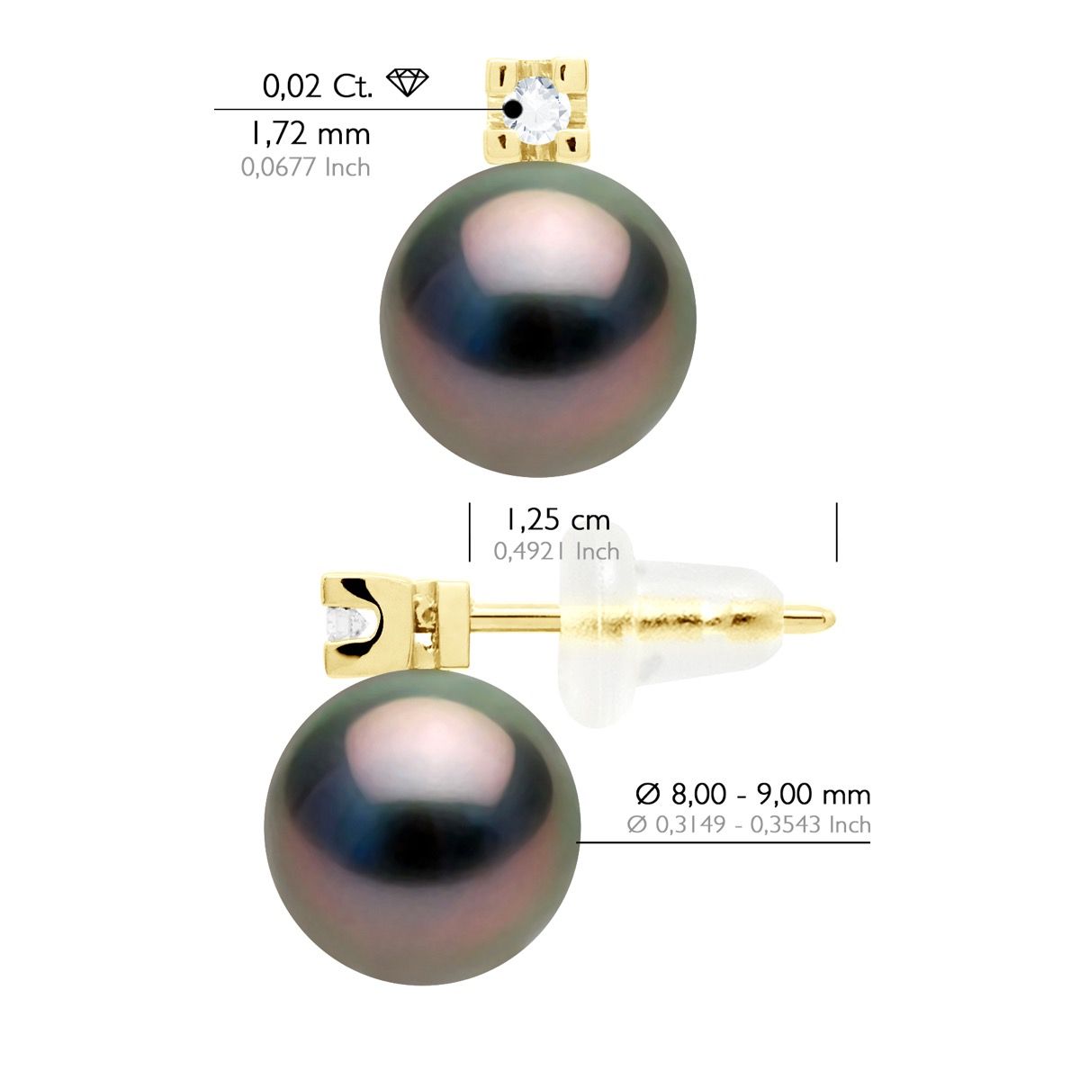 Diamant- und Tahitiperlen-Ohrstecker