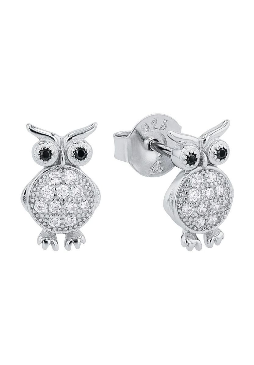 Funkelnde Eulen-Ohrstecker aus Silber